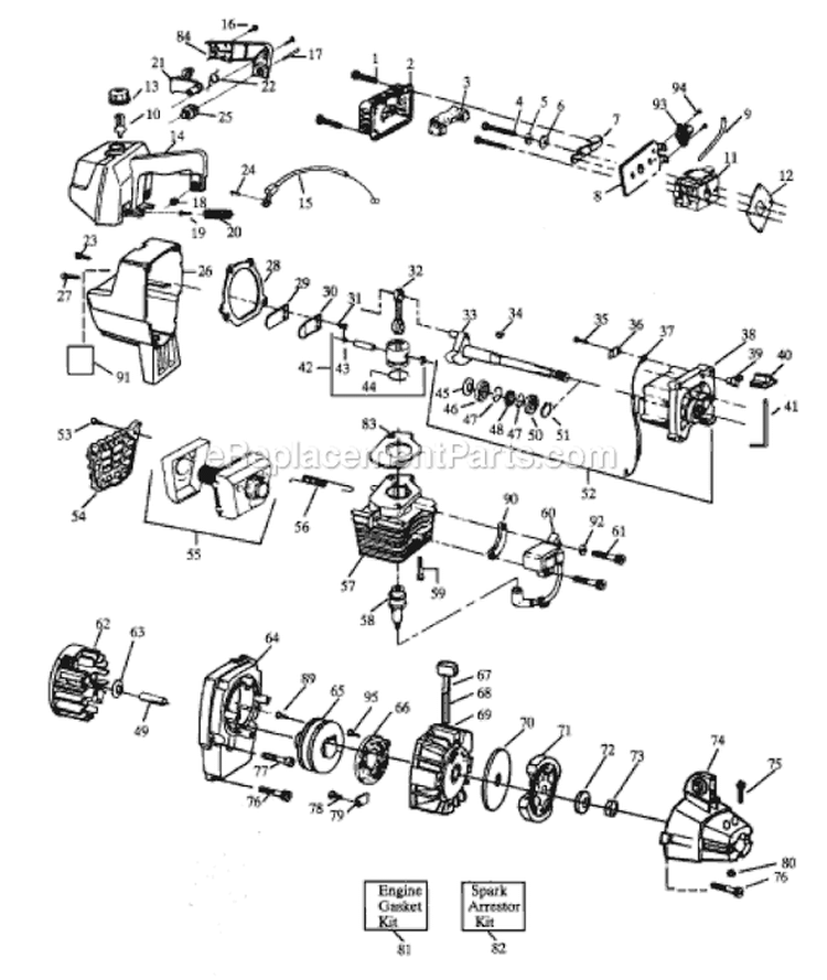 Page C Diagram and Parts List for GTI17XP  Weed Eater Trimmer